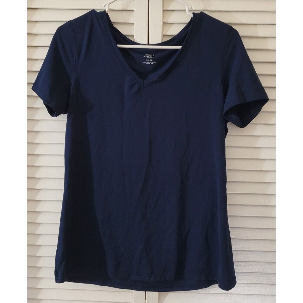 Blue V-Neck Tee Top by Athletic – Size M